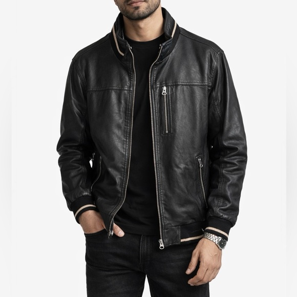 Wilsons Black Faux Leather BomberJacket. - Picture 3 of 15